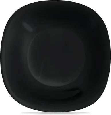 A black bowl on a white background.