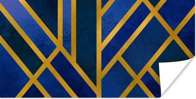 Produktbild von MuchoWow® Poster Gold - Muster - Blau 80x40 cm - Wanddeko