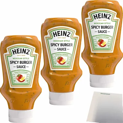 Produktbild von Heinz Spicy Burger Sauce Party Pack (3x400ml Flasche) + usy Block