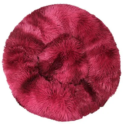 Obrázek produktu pro Psí pelíšek, kulatý, plyšový, ve tvaru donutu, omyvatelný, měkký, s protiskluzovou podložkou, průměr 60 cm, barva: vínová