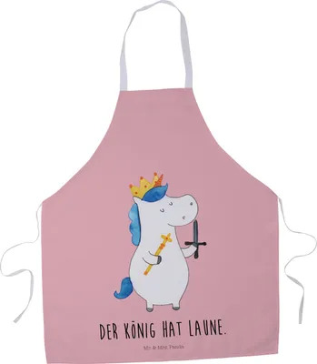 Produktbild von Mr. & Mrs. Panda Kellnerschürze Einhorn König mit Schwert - Rot Pastell - Geschenk, Mittelalter, Küchenzubehör, Kochschürze, Vorbinder, Kellner Schürze, Einhörner, Ritter