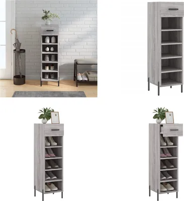 Produktbild von vidaXL Schuhschrank Grau Sonoma 30x35x105 cm Holzwerkstoff - Schuhschrank - Schuhschränke - Schuhaufbewahrung - Schuhorganizer