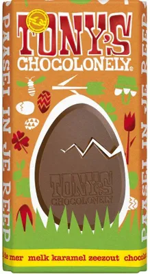 Productafbeelding van Chocolade, Tony's Chocolonely, paasreep, melk, zeezout | Stuk van 180 gram