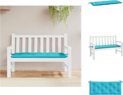 Immagine prodotto di vidaXL Cuscino per panchina da giardino in tessuto turchese 120x50x7 cm - Cuscino per seduta