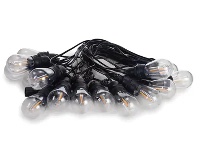 Produktbild von Solar LED Lichterkette 15 m – 15 Warmweiße Glühbirnen – Wetterfest für Garten & Balkon
