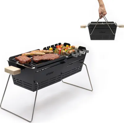 Produktbild von Knister Grill "Original" - Auseinanderziehbar, 28-49x20 cm Grillfläche, 4.3kg, Stahl feuerfest pulverbeschichtet