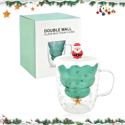 Produktbild von Weihnachtstasse Doppelwandig 270ml Borosilikatglas Hitzebeständig