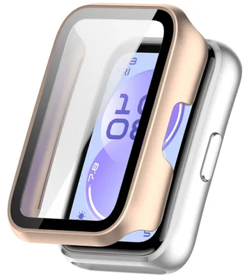 Image de Étui pour smartwatch + verre de protection pour Huawei Band 11 / 11 NFC, protection 9H, rose mat