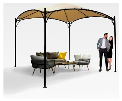 Produktbild von Garten Pergola Pavillon Terrassendach - Rinia 3x3m, beige - stabiler Sonnenschutz für Terrasse und freistehenden Pavillon