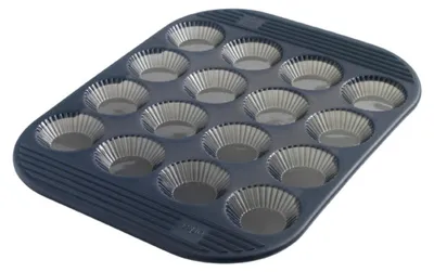 Produktbild von Mastrad F43014 Silikonbackform für 16 Mini-Tartelettes, geriffelt