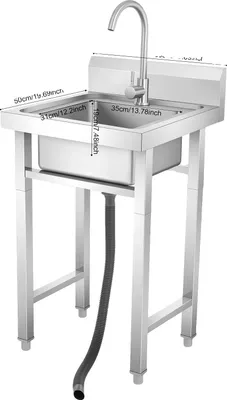 Immagine prodotto di Lavabo indipendente, acciaio inox, vasca singola, argento