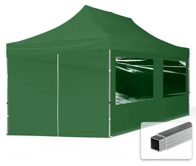 Produktbild von TOOLPORT 3x6m Aluminium Faltpavillon, inkl. 4 Seitenteile, dunkelgrün