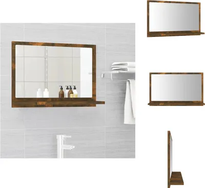 Produktbild von vidaXL Badspiegel Räuchereiche 60x10,5x37 cm Holzwerkstoff -  Badezimmerwaschtische