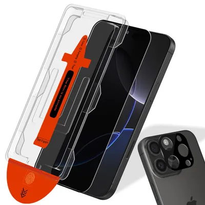 Produktbild von 1-Pack iPhone 16 Pro Max Displayschutzfolie Privacy & 1-Pack Kameraschutz - Gehärtetes Glas | [Automatische Installation] - Blasenfrei