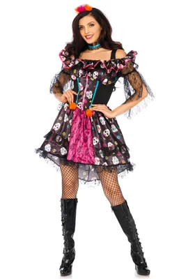 Produktbild von Dia de los Muertos Halloween-Kostüm Puppe für Damen bunt