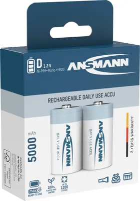 Produktbild von Ansmann NiMH-Akku Mono 5000mAh 2er Blister