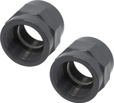 Produktbild von HAF 2x PVC Fittings Gewindemuffe mit 1 1/4" | Innengewinde x Innengewinde | Übergangsmuffe aus grauem PVC-U | PN16 für PVC Rohr, Schwimmbad & Teich