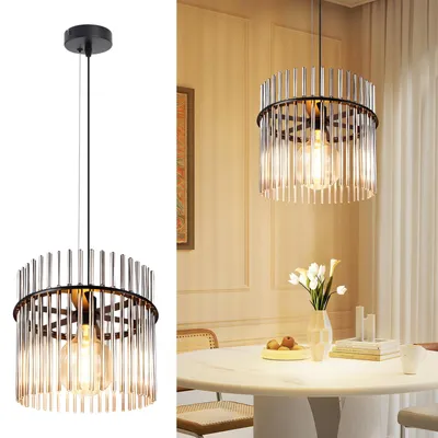 Produktbild von ZMH Hängeleuchte Schwarz Pendelleuchte Esstisch - Hängelampe 1 Flammig E27 Esszimmerlampe Hängend Retro Glasschirm Ø 30 cm für Esszimmer Schlafzimmer Cafe Bar Küche (ohne Leuchtmittel)