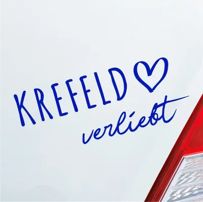 Produktbild von Auto Aufkleber Krefeld verliebt Herz Stadt Heimat Liebe Car 19x8 cm Dunkelblau Sticker Heckscheibenaufkleber