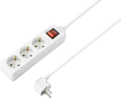 Produktbild von Sygonix SY-4890990 Steckdosenleiste mit Schalter 3fach Weiß Schutzkontakt 1 St.