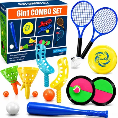 6-in-1 Outdoor-Spielsatz – Wurfspiel, Klettball, Frisbee für Kinder