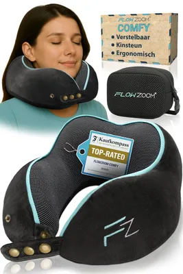 Productafbeelding van FLOWZOOM COMFY Traagschuim reisnekkussen 360°, zwart