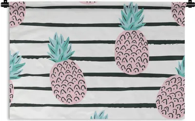 Produktbild von MuchoWow® Wandteppich Wandbehang Sommer - Ananas - Muster 120x80 cm Tapisserie Dekoration Wandtuch - Wanddekorationen - Wandtücher