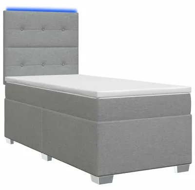 Immagine prodotto di Letto con rete a molle e materasso, colore grigio chiaro, 90 x 190 cm, rivestito in tessuto