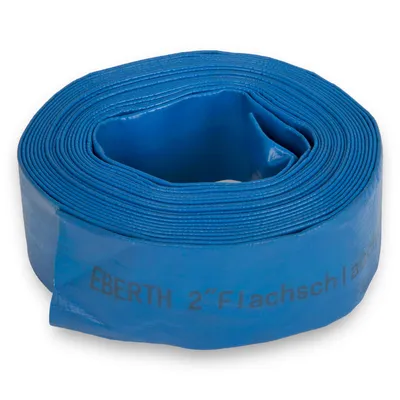 Produktbild von EBERTH 2" Flachschlauch Gartenschlauch für Pumpen in 10m Länge, 2 Zoll, 52mm Durchmesser, flexibel, widerstandsfähiges PVC, Industrieschlauch