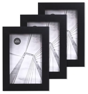 Fotorahmen 10x15 cm, schwarz, Holzoptik, 3er-Set, Acrylglas