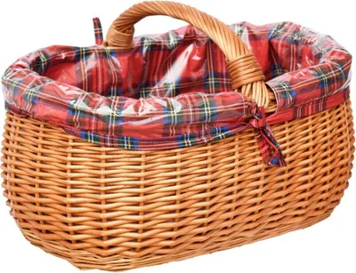 Produktbild von YULKA Einkaufskorb Weidenkorb Groß Autokorb Korb Korn Weide Einlage Stoff (L) 51 x (B) 35 x (H) 27 / 36