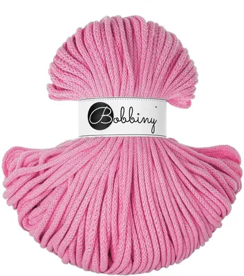 Produktbild von BOBBINY 5 mm Premium Flechtkordel 100 m Garn Häkeln Makramee 50 Farben Farbe Bubblegum Pink