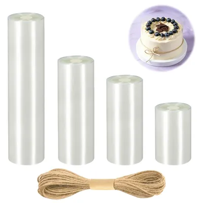 Produktbild von Tortenrandfolie - Stabil und wiederverwendbar - Zum Backen und Dekorieren - 4 Rollen Transparent