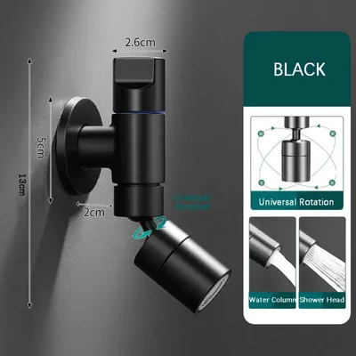 Produktbild von INF Universaler 360° Schwenkwasserhahn aus Edelstahl mit Schnellöffnung für Moppbecken und Waschmaschine Schwarz