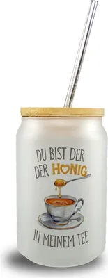 Produktbild von Du bist mein Honig Trinkglas mit Bambusdeckel