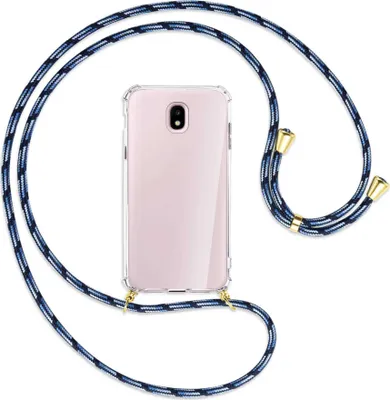 Produktbild von Handykette Backcover-Schutzhülle mit Band (Metall goldfarben) für Samsung Galaxy J5 2017 - Blautöne
