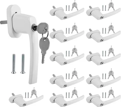 Produktbild von Fiqops Fenstergriff Fensterschlösser Balkontürgriff Design Alu abschließbar weiß gleichschließend Griff 12X