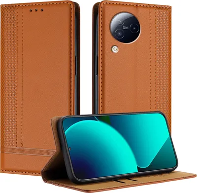 Produktbild von Handyhülle für Xiaomi Civi 3 Leder Flip Klappbare Schutzhülle mit Standfunktion Braun