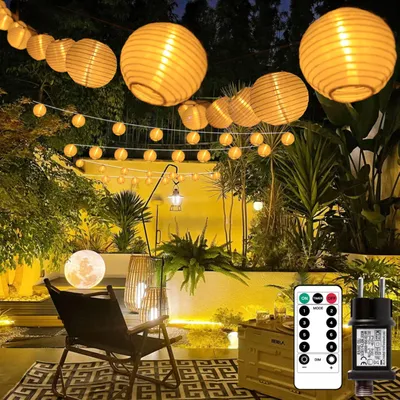 Lampions-Lichterkette 11 m, 30 LED, warmweiß, 8 Modi, Timer, Fernbedienung