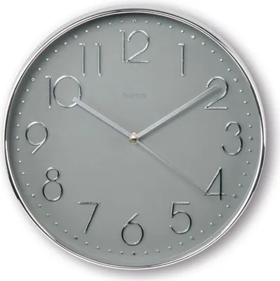 Produktbild von Hama Korsika, Wand, Quarzuhr, Kreis, Grau, Silber, Kunststoff, Glas