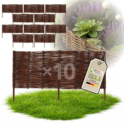 Produktbild von Floranica 10 Stück Beetbegrenzung Weide 30 cm x 100 cm – Rasenkante Weidengeflecht Beeteinfassung, Beetumrandung