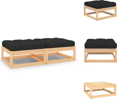 Produktbild von vidaXL Garten-Fußhocker mit Kissen 2 Stk. Massivholz Kiefer -  Gartensofaelemente