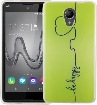 Produktbild von Handy Hülle für Wiko Robby Cover Case Schutz Tasche Motiv Slim Silikon TPU Be Happy Grün