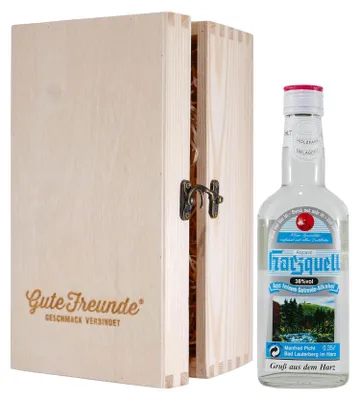 Produktbild von Harzquell Aquavit 0,35L mit Geschenk-Holzkiste