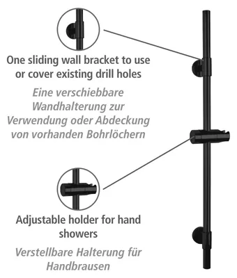 Produktbild von WENKO Duschstange Basic in Schwarz 1,9 x 66 cm