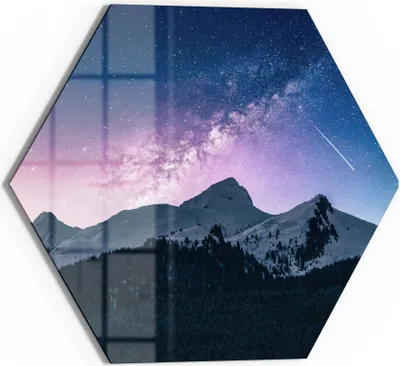 Produktbild von DEQORI Glasbild Echtglas 55x48 cm 'Nachthimmel in den Bergen' Wandbild Bild modern Deko