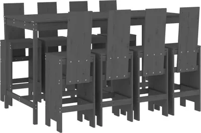 Produktbild von vidaXL 9-tlg. Gartenbar-Set Grau Massivholz Kiefer