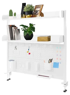 Image de Étagère de bureau réglable en hauteur avec tableau blanc, blanche, 100x95x12,5 cm