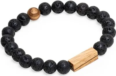 Productafbeelding van BeWooden Kralenarmband, lavasteen armband, maat S = 16-17 cm