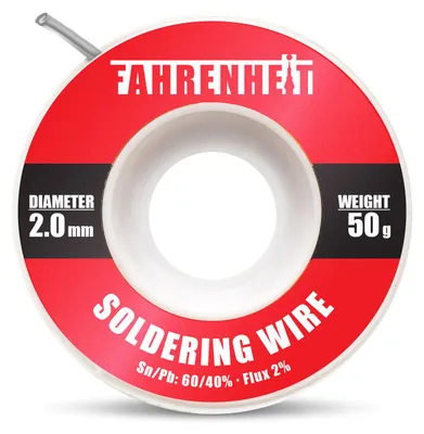 Immagine prodotto di Filo stagnante professionale da 2 mm, 50 g - lega stagno-piombo 60/40 con 2% di flussante - Stagno professionale per elettronica e riparazioni [55137]